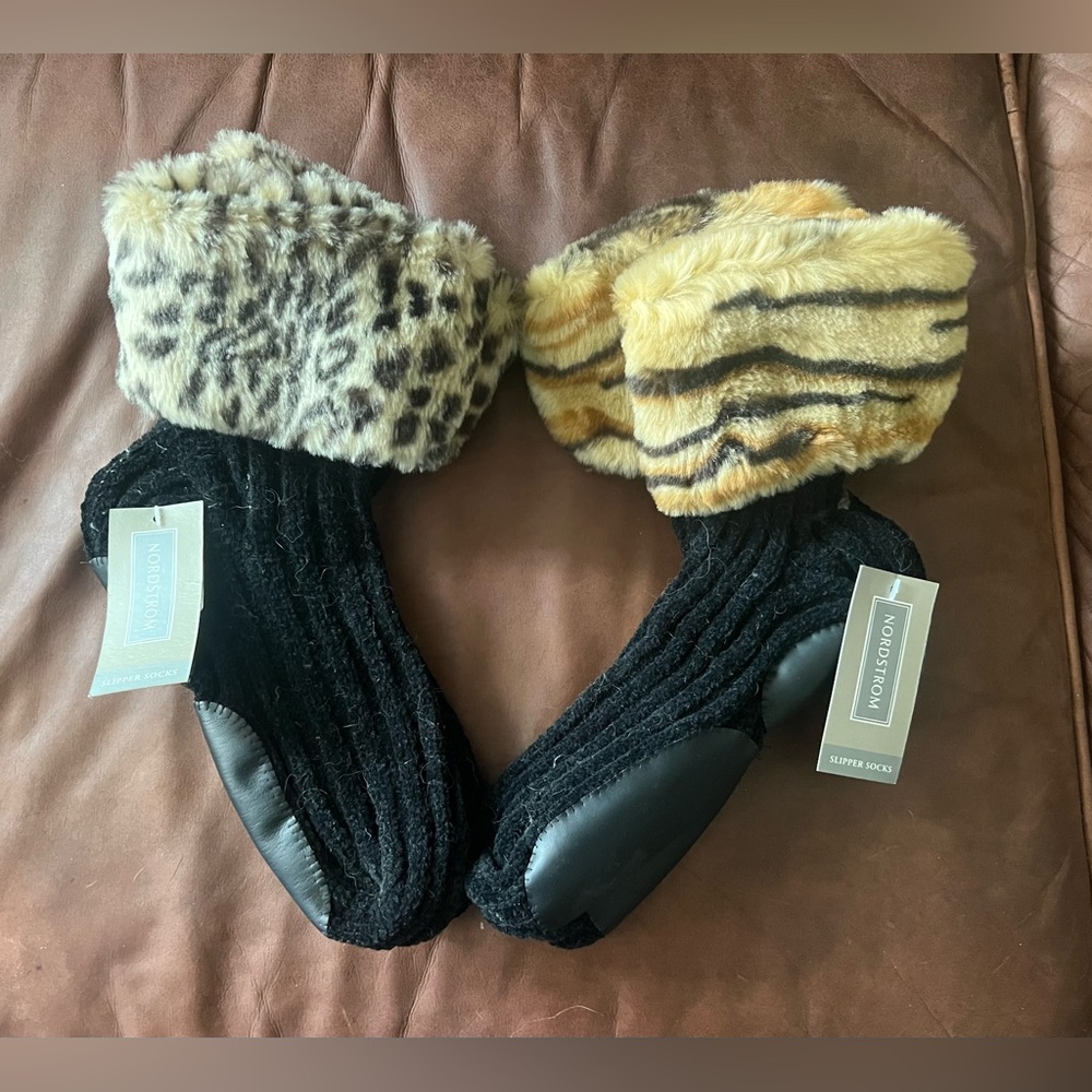 2 pairs Nordstrom Black Textured Slipper Socks